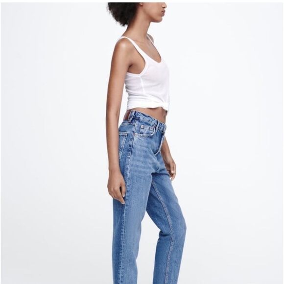 ZARA NWT JEANS FOR LADIES SIZE 2 THE 90’s MOM FIT in the color EVER AFTER BLUE - Picture 5 of 11